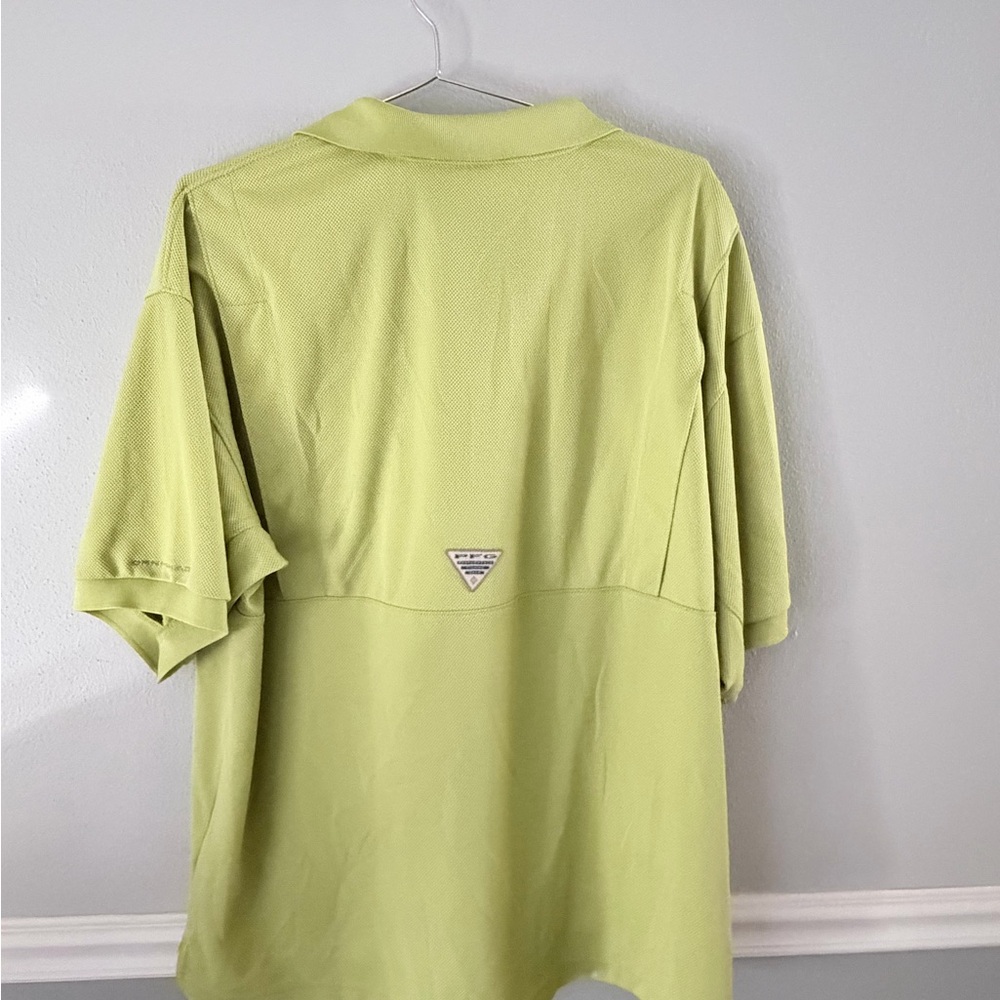 Columbia PFG Mens Polo‎ Shirt Green Vented Back Omni-Shade Knit Short Sleeve L - Picture 7 of 8